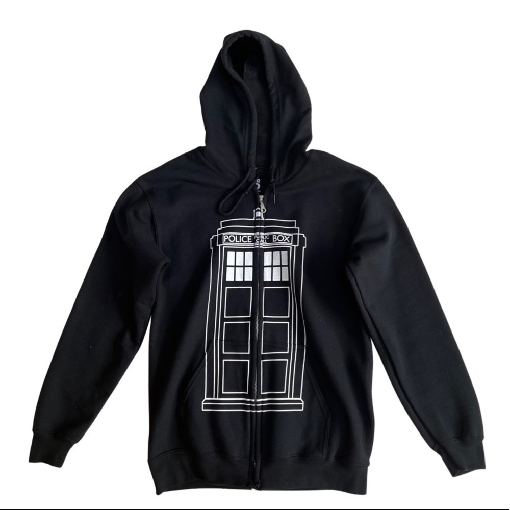 Ripple Junction Dr Who Graphic Black Zip Up Hoodie Size S